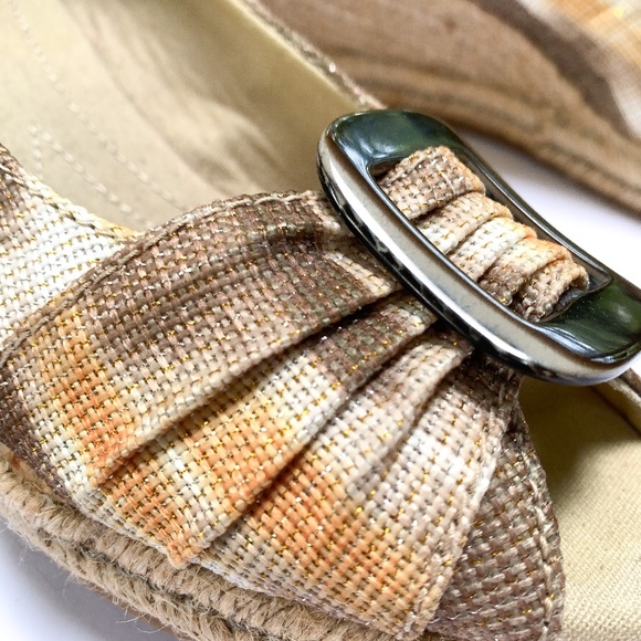 Naturalizer Bashful Espadrille Peep Toe Wedge Cream Taupe Peach, Sz 6.5 Neutral - Picture 2 of 12